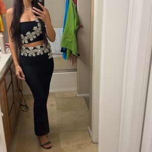 Elegant Black Strapless two piece mew mews